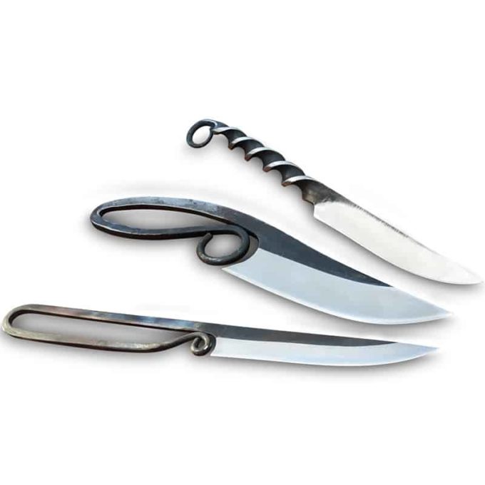 3 mittelalterliche, geschmiedete Messer