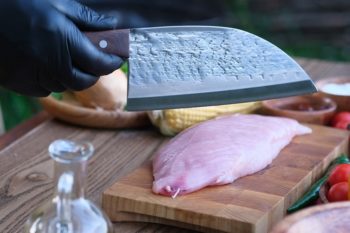 stainless Serbian knife with chicken