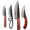 4 carbon damascus knives set