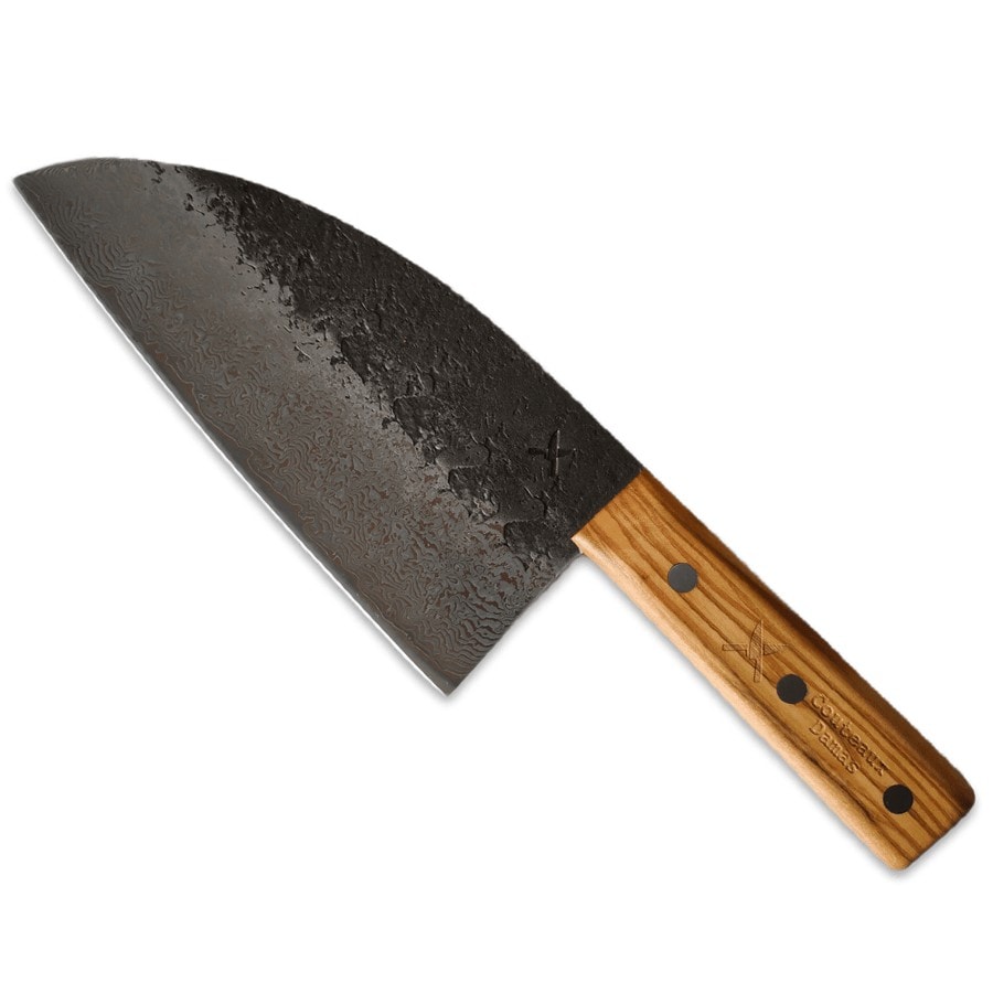 Meat Cleaver Knife Heavy Duty, 6 inch Full Tang Sharp Serbian Chef Knife, High Carbon Steel Cutting Knife with Leather Sheath for Kitchen Camping BBQ